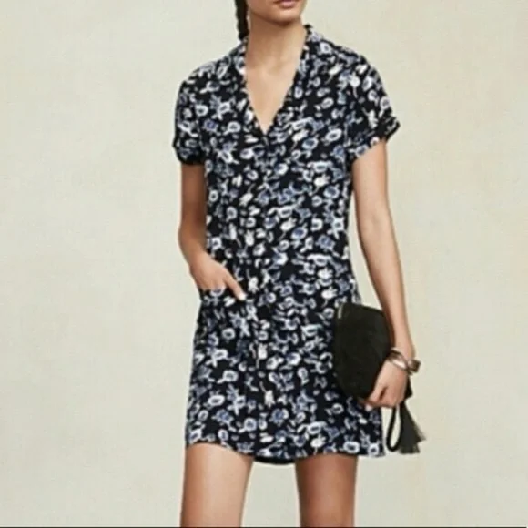 New! Reformation Navy Blue floral Shalimar Mini Dress 💙 size 4 - Picture 2 of 3